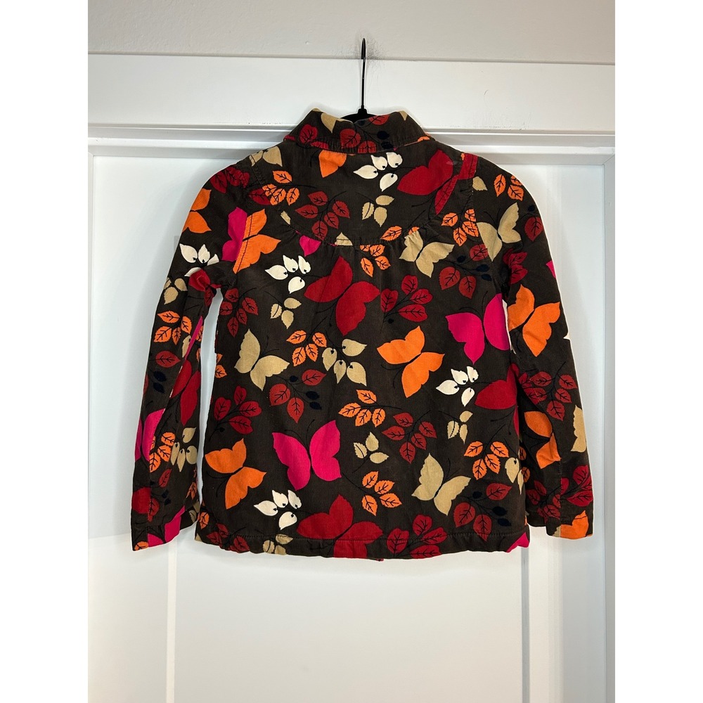 GapKids Girls Brown Corduroy Butterfly Leaf Print Button Jacket Medium 8